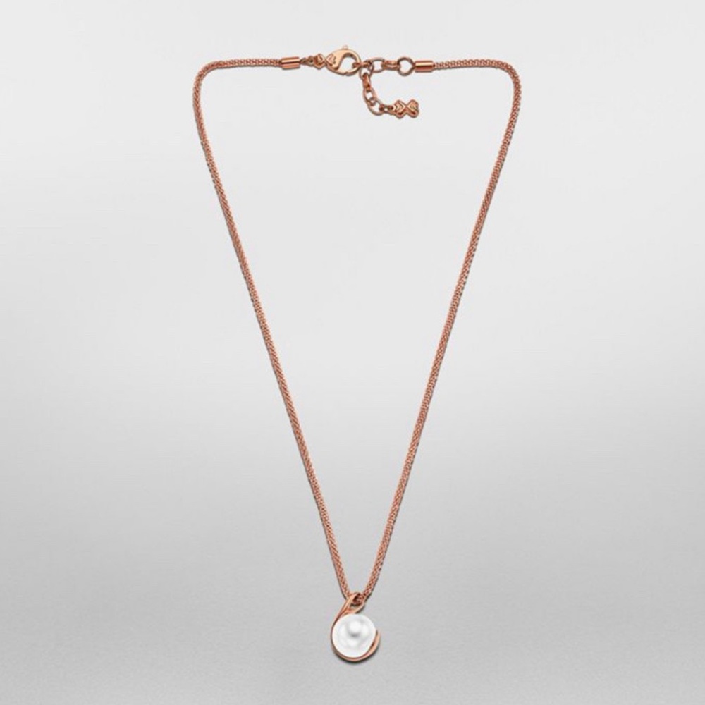 🌹 Skagen Rose Gold Crystal Pearl Necklace